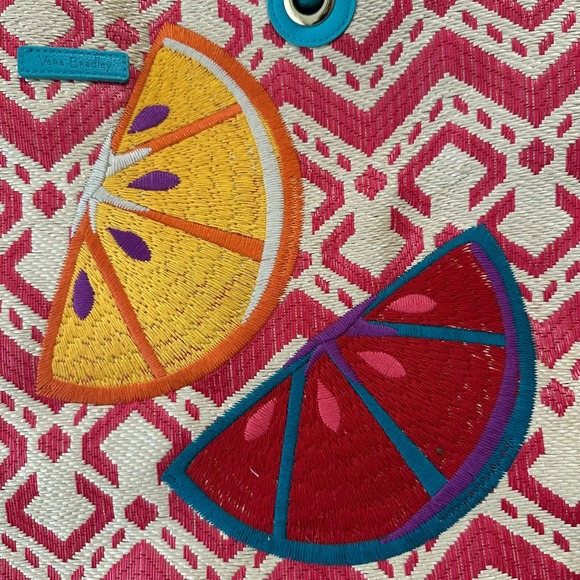 Vera Bradley Tote Bag Beach Canvas Fruit Orange Grapefruit Summer Tropical - Picture 2 of 6